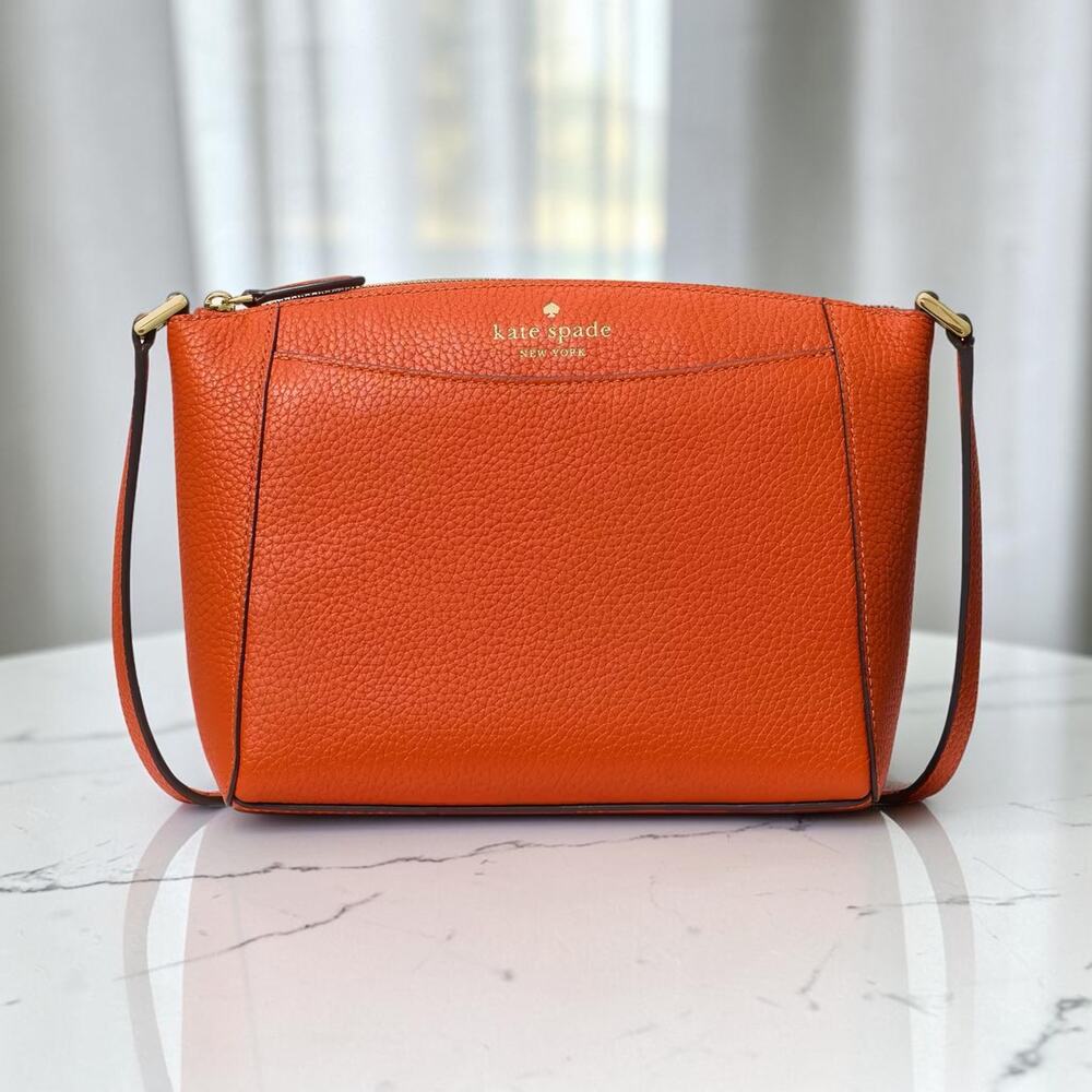 Kate Spade Monica Crossbody Bag Pebbled Leather Fiery Orange WKR00258 NWT